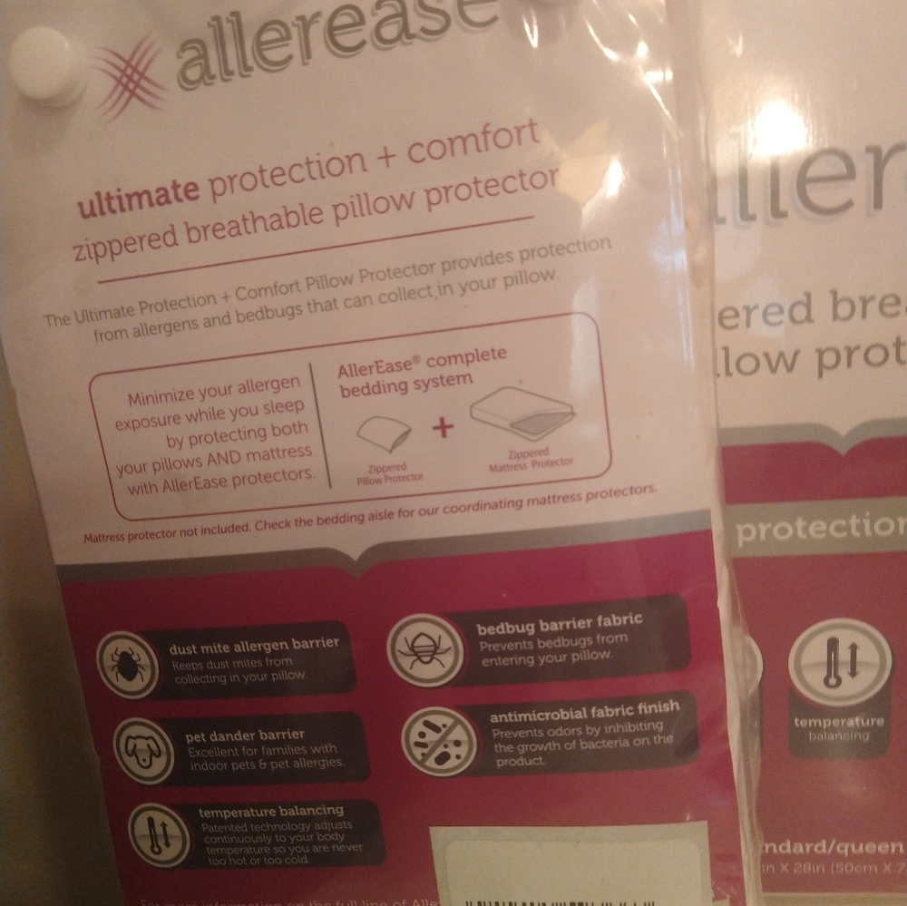 allerease zippered breathable pillow protector Pair. Must haves! Spring 26 - Picture 2 of 4